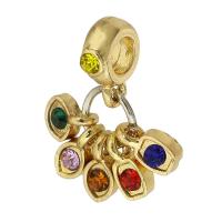 Zinc Alloy European Pendants, gold color plated, DIY & with rhinestone, mixed colors Approx 5mm 