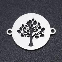 Stainless Steel Charm Connector, 201 Stainless Steel, Tree, Vacuum Ion Plating, fashion jewelry & polished & DIY & Unisex 