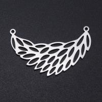 Stainless Steel Charm Connector, 201 Stainless Steel, Feather, Vacuum Ion Plating, fashion jewelry & polished & DIY & Unisex 