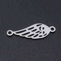 Stainless Steel Charm Connector, 201 Stainless Steel, Feather, Vacuum Ion Plating, fashion jewelry & polished & DIY & Unisex 