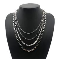 Мода нержавеющей стали ожерелье цепь, Нержавеющая сталь 316, Палку, плакирован серебром, различной длины для выбора & Мужская & разный размер для выбора, серебряный, продается PC