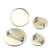 316 Stainless Steel Brooch Findings, Round, silver color plated, DIY silver color 