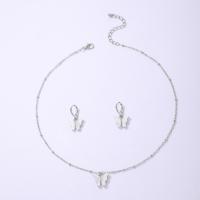 Fashion Zinc Alloy Jewelry Sets, earring & necklace, with Acrylic, with 5.5cm extender chain, Butterfly, plated, fashion jewelry .5 cm 