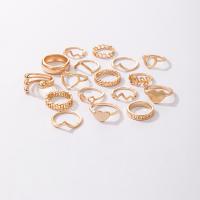 Цинковый сплав кольцо Установить, цинковый сплав, плакирован золотом, 17 шт. & ювелирные изделия моды, золотой, продается указан