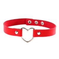 Fashion Choker Necklace, PU Leather, with 316L Stainless Steel, Heart, silver color plated, fashion jewelry & for woman 20mm cm 