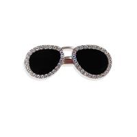 Alligator Hair Clip, Zinc Alloy, Glasses, gold color plated, for woman & enamel & with rhinestone, 60mm 