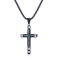 304 Stainless Steel Necklace, Cross, Vacuum Ion Plating, fashion jewelry & for man, black Approx 21.65 Inch 