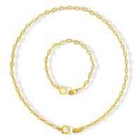 Titan Edelstahl Armband / Armreif, Titanstahl, mit Kunststoff Perlen, Titan Stahl Schnalle, plattiert, für Frau, goldfarben, verkauft von PC