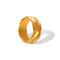 Titanium Steel Finger Ring, plated, for woman, golden, 8mm 