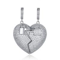 Cubic Zircon Micro Pave Brass Necklace, Heart, plated, Unisex & micro pave cubic zirconia Approx 24 Inch 