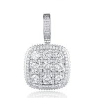 Cubic Zircon Micro Pave Brass Necklace, Square, plated, Unisex & micro pave cubic zirconia Approx 24 Inch 