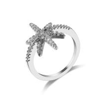 Cubic Zirconia Micro Pave Brass Finger Ring, platinum color plated & for woman & faceted, 11mm 