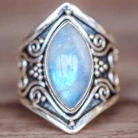Zinc Alloy Finger Ring, with Sea Opal, antique silver color plated & for woman, white, 8mm 
