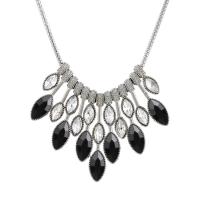 Rhinestone Zinc Alloy Necklace, silver color plated, for woman & with rhinestone 45mm .32 Inch 