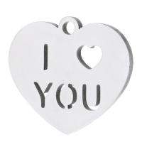 pendentifs de cœur en inox , Acier inoxydable 304, coeur, bijoux de mode, couleur originale Environ 1mm, Vendu par PC