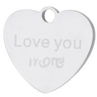 pendentifs de cœur en inox , Acier inoxydable 304, coeur, bijoux de mode, couleur originale Environ 3mm, Vendu par PC