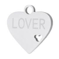 pendentifs de cœur en inox , Acier inoxydable 304, coeur, bijoux de mode, couleur originale Environ 2mm, Vendu par PC