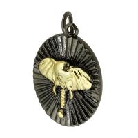 Enamel Brass Pendants, Elephant, gold color plated, black Approx 3mm 