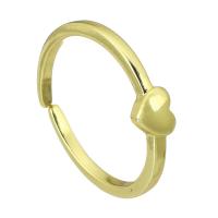 Палец кольцо-латунь, Латунь, Сердце, плакирован золотом, Женский, Золотой, 1.5mm, размер:4, продается PC