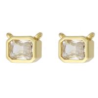 Cubic Zirconia Brass Connector,  Square, gold color plated, DIY & micro pave cubic zirconia, golden Approx 1mm 
