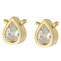 Cubic Zirconia Brass Connector, Teardrop, gold color plated, DIY & micro pave cubic zirconia, golden Approx 1mm 