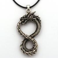 Zinc Alloy Necklace, with Wax Cord & Cotton Cord, Dragon, plated, fashion jewelry & Unisex Approx 23.62 Inch 