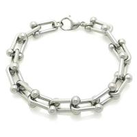 Titanium Steel Bracelet & Bangle, Round, silver color plated, fashion jewelry & Unisex, silver color 