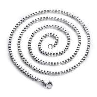 Titanium Steel Necklace Chain, Stick, silver color plated & Unisex & box chain, silver color 