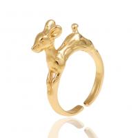Brass Cuff Finger Ring, Deer, gold color plated, fashion jewelry, 22mm 