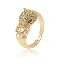 Cubic Zirconia Micro Pave Brass Finger Ring, gold color plated, micro pave cubic zirconia & for woman, 21mm 