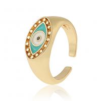 Evil Eye Jewelry Finger Ring, Brass, gold color plated, Adjustable & for woman & enamel, 22mm 