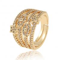 Cubic Zirconia Micro Pave Brass Finger Ring, gold color plated, Adjustable & micro pave cubic zirconia & for woman, 21mm 