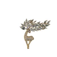 Rhinestone Zinc Alloy Brooch, with Crystal, Deer, gold color plated, Unisex & with rhinestone 