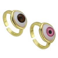 Evil Eye Jewelry Finger Ring, Brass, with Plastic, gold color plated, Adjustable & for woman US Ring 