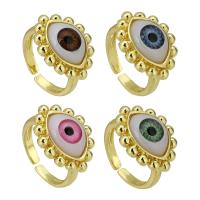 Evil Eye Jewelry Finger Ring, Brass, with Plastic, gold color plated, Adjustable & for woman US Ring 