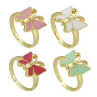 Brass Finger Ring, Butterfly, gold color plated, Adjustable & for woman & enamel US Ring 