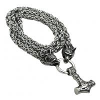 Titanium Steel Necklace, with 304 Stainless Steel Chain, antique silver color plated  & for man 