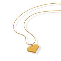 Titanium Steel Jewelry Necklace, titanium steel lobster clasp, Heart, for woman, golden cm 