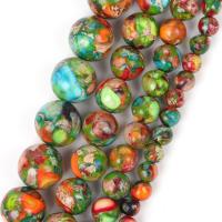 Eindruck Jaspis Perlen, Impression Jaspis, rund, DIY, gemischte Farben, Länge:37-39 cm, verkauft von Strang