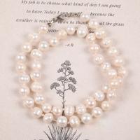 Natural Freshwater Pearl Necklace, with Zinc Alloy, zinc alloy lobster clasp, for woman, white, 8-9mm cm 