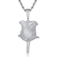 Cubic Zircon Micro Pave Brass Necklace, Rose, plated, Unisex & micro pave cubic zirconia Approx 24 Inch 