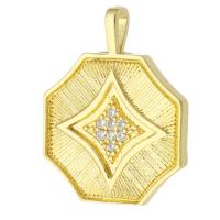Cubic Zirconia Micro Pave Brass Pendant, Hexagon, gold color plated, micro pave cubic zirconia, golden Approx 1.5mm 