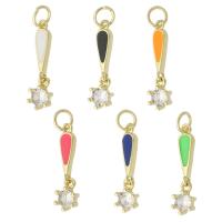 Enamel Brass Pendants, gold color plated, micro pave cubic zirconia Approx 3mm 