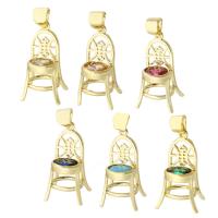 Cubic Zirconia Micro Pave Brass Pendant, Chair, gold color plated, micro pave cubic zirconia Approx 3mm 
