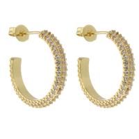 Cubic Zirconia Pendiente Brass Micro Pave, metal, chapado en color dorado, micro arcilla de zirconia cúbica & para mujer, dorado, 4x20x23mm, Vendido por Par