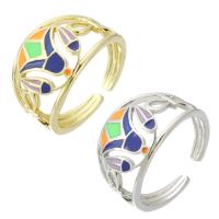 Brass Cuff Finger Ring, plated, for woman & enamel 13mm, US Ring .5 