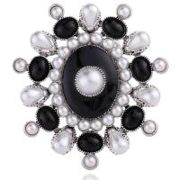 Bijoux broche en Zinc alliage , alliage de zinc, avec perle de plastique, Placage de couleur platine, pour femme & avec strass Vendu par PC