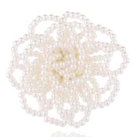 Kunststoff-Perlen-Brosche, Zinklegierung, mit Kunststoff Perlen, Blume, für Frau, 70x70mm, verkauft von PC
