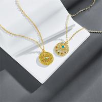 Brass Jewelry Necklace, with turquoise, with 2inch extender chain, 18K gold plated, fashion jewelry & for woman, golden, 18mm,15.2mm Approx 18 Inch 
