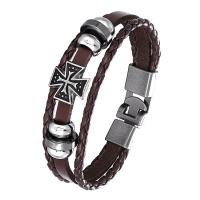 Split Layer Cowhide Leather Bracelet, with Zinc Alloy, Round, plated, fashion jewelry & Unisex cm 
